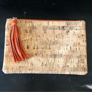 Mary Kay Paradise Calling Collection Gold Cork Print Tassel Cosmetic Travel Bag